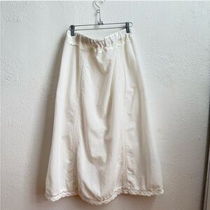 White Lace Trim Midi Skirt